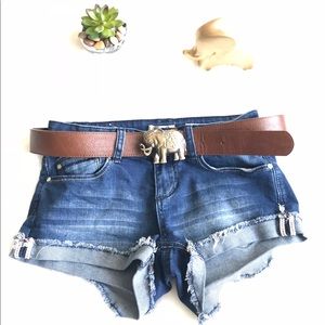 Brass Indian Elephant Faux Leather Belt Boho Belt